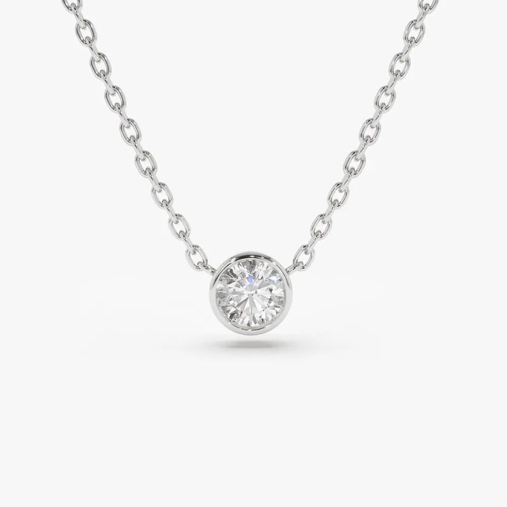 0.012CTW Brilliant Cut Bezel Set Necklace  customdiamjewel 10KT White Gold VVS-EF