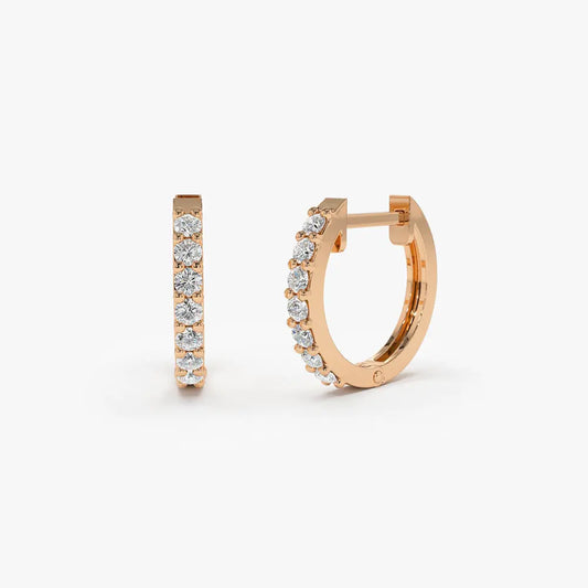 0.23CTW Diamond Huggie Hoops Earrings  customdiamjewel 10KT Rose Gold VVS-EF