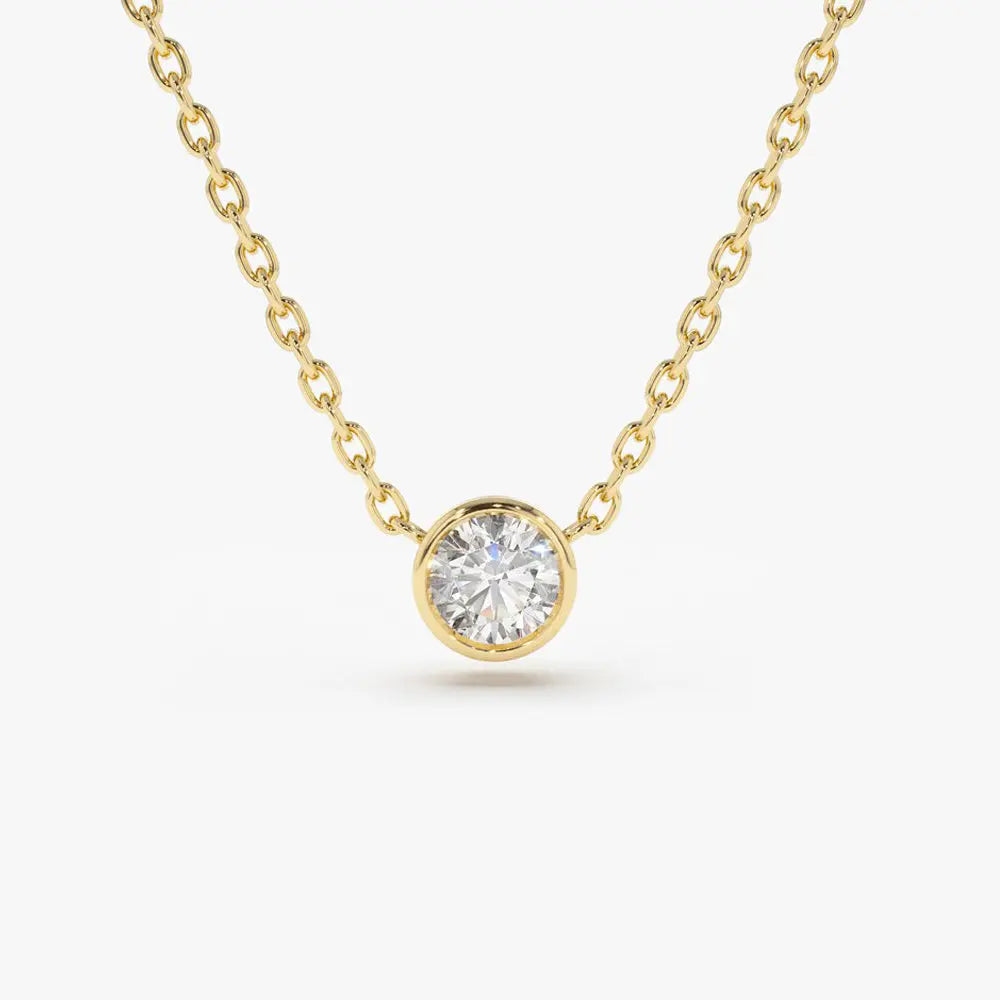 0.012CTW Brilliant Cut Bezel Set Necklace  customdiamjewel 10KT Yellow Gold VVS-EF