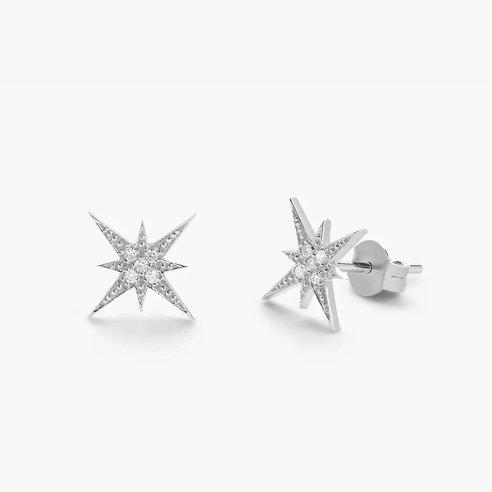 0.07CTW Starburst Diamond Earrings  customdiamjewel 10KT White Gold VVS-EF