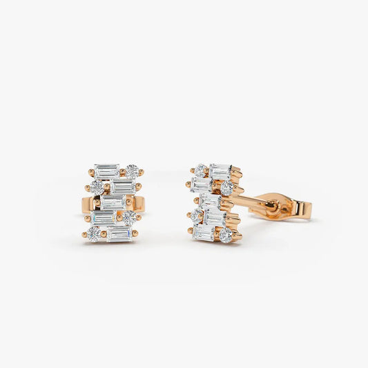 0.22CTW Mini Baguette Diamond Stud Earrings  customdiamjewel   