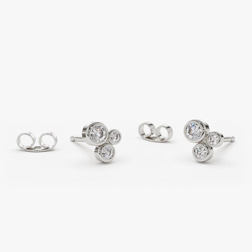 0.26CTW  Diamond Cluster Earrings  customdiamjewel 10KT White Gold VVS-EF