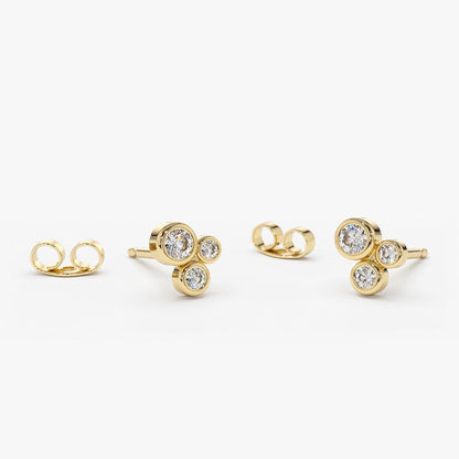 0.26CTW  Diamond Cluster Earrings  customdiamjewel 10KT Yellow Gold VVS-EF