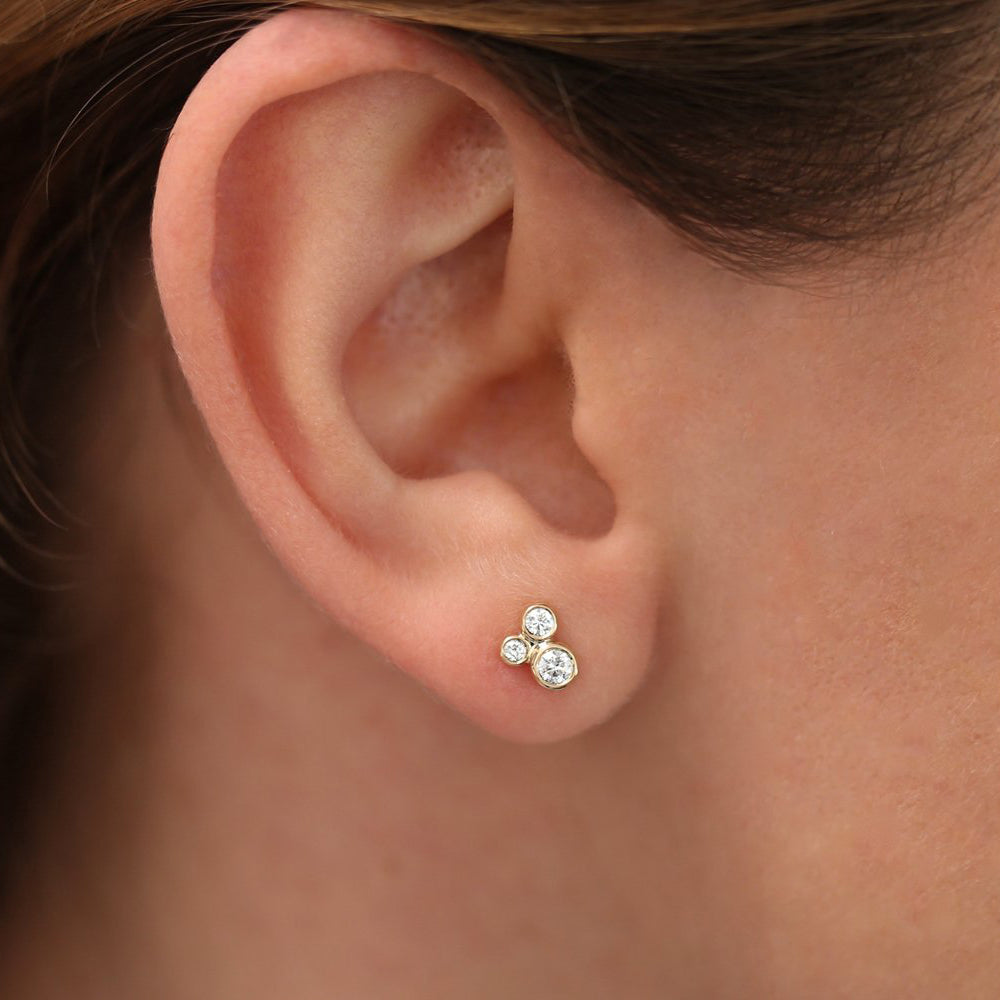 0.26CTW  Diamond Cluster Earrings  customdiamjewel   