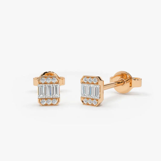 0.10CTW Minimal Dainty Diamond Earrings  customdiamjewel 10KT Rose Gold VVS-EF