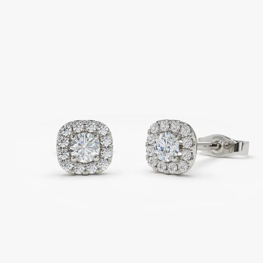 0.50CTW Diamond Stud Halo Earrings  customdiamjewel 10KT White Gold VVS-EF