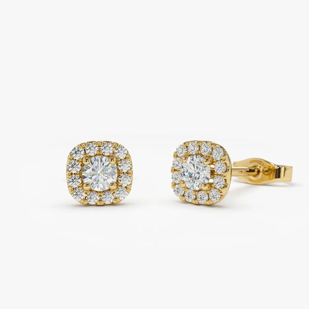 0.50CTW Diamond Stud Halo Earrings  customdiamjewel 10KT Yellow Gold VVS-EF