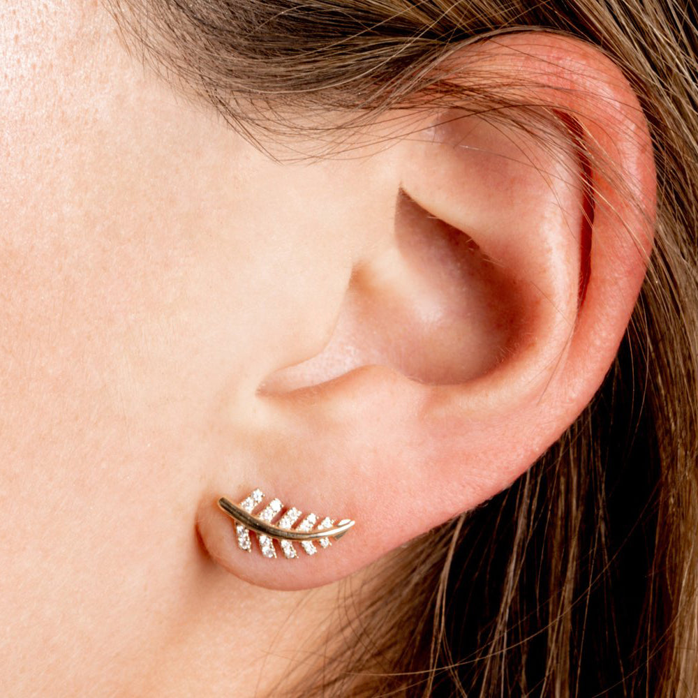 0.22CTW Diamond Leaf Earrings  customdiamjewel   