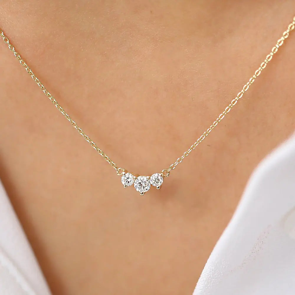 0.26CTW Classic Trio Diamond Necklace  customdiamjewel   