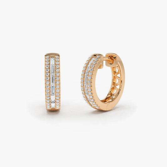 0.50CTW Pave Diamond Hoops Earrings  customdiamjewel 10KT Rose Gold VVS-EF