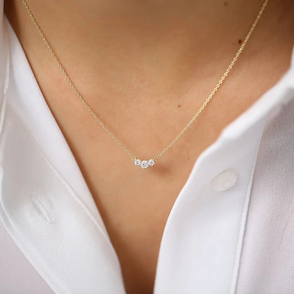 0.26CTW Classic Trio Diamond Necklace  customdiamjewel   