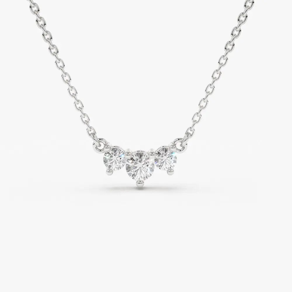 0.26CTW Classic Trio Diamond Necklace  customdiamjewel 10KT White Gold VVS-EF