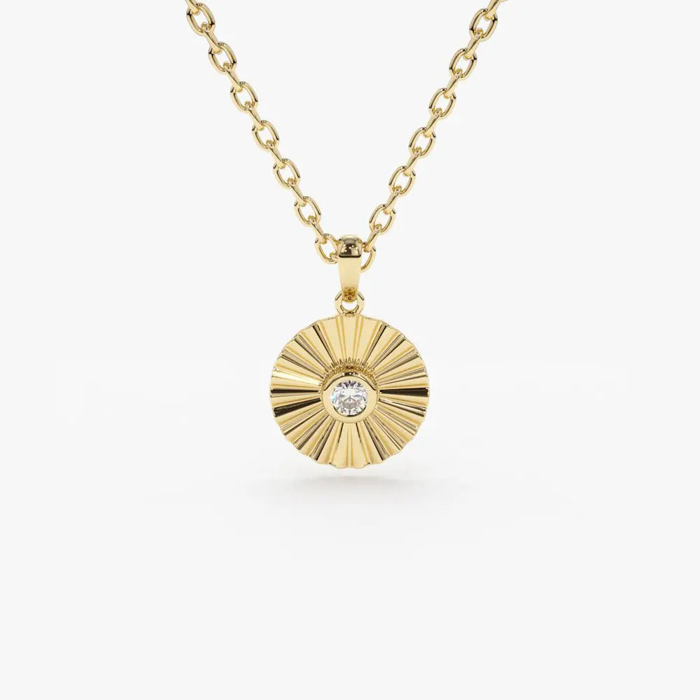 0.07CTW Bezel Set Diamond Ballerina Disc Necklace  customdiamjewel 10KT Yellow Gold VVS-EF