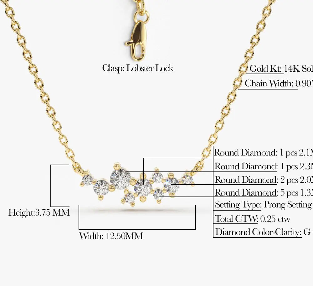 0.25CTW Round Cut Diamond Cluster Necklace  customdiamjewel   