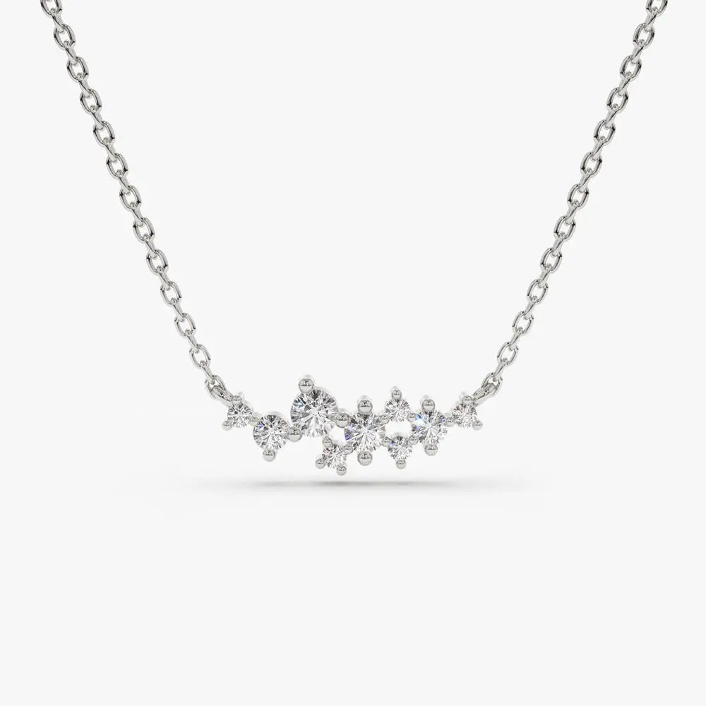 0.25CTW Round Cut Diamond Cluster Necklace  customdiamjewel 10KT White Gold VVS-EF