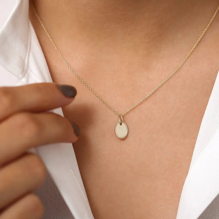 14K Gold Mini Oval Necklace  customdiamjewel   