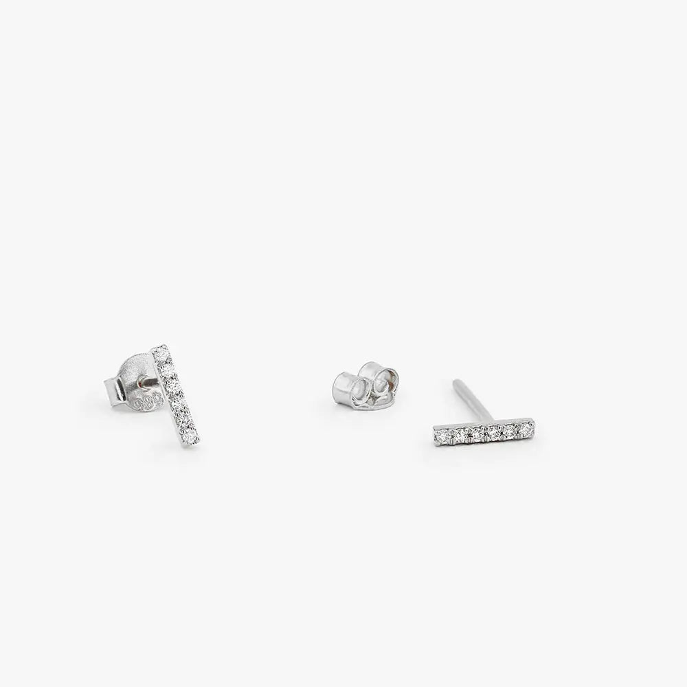 0.10CTW Diamond Bar Stud Earrings  customdiamjewel 10KT White Gold VVS-EF