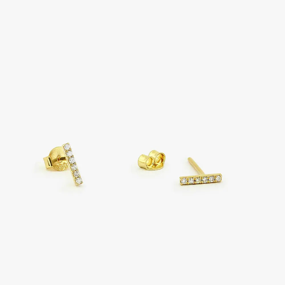 0.10CTW Diamond Bar Stud Earrings  customdiamjewel 10KT Yellow Gold VVS-EF