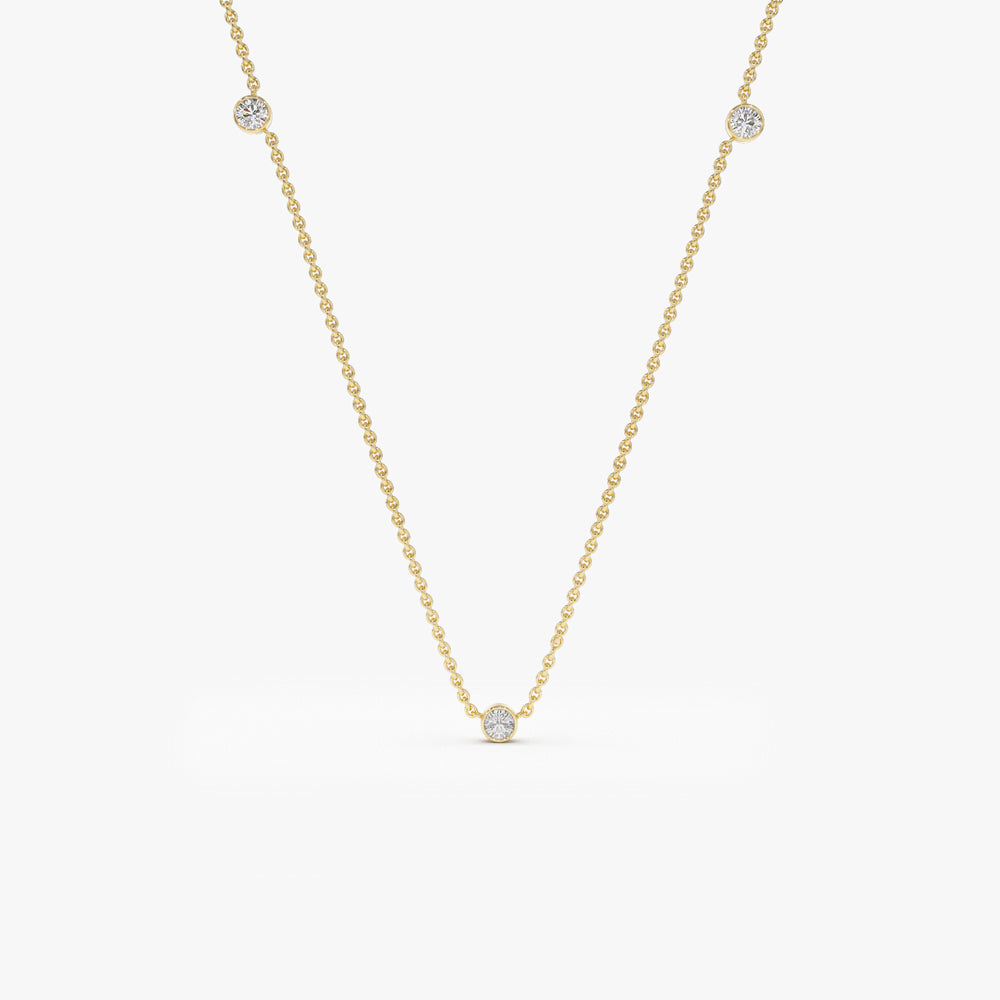0.19CTW 3 Stone Bezel Set Diamond Necklace  customdiamjewel   