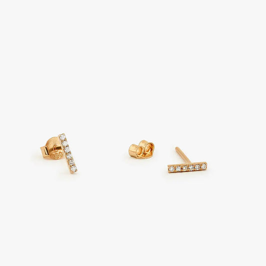 0.10CTW Diamond Bar Stud Earrings  customdiamjewel 10KT Rose Gold VVS-EF