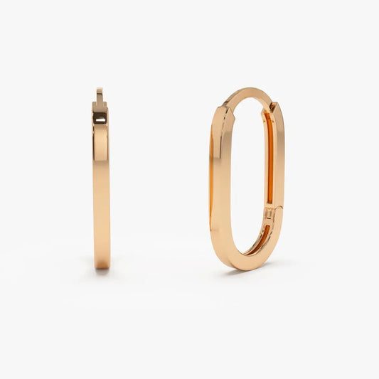 14k Gold Paperclip Hoop Earrings  customdiamjewel 10KT Rose Gold 