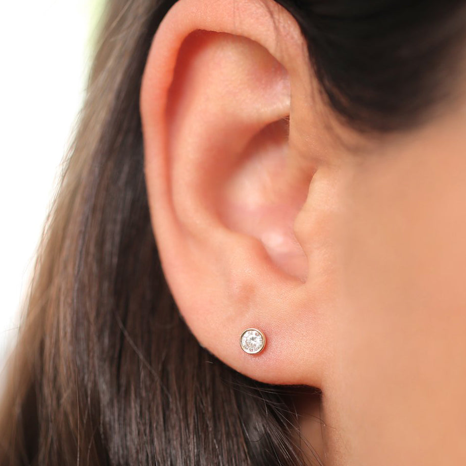 0.20CTW Bezel Set Diamond Stud Earrings  customdiamjewel   