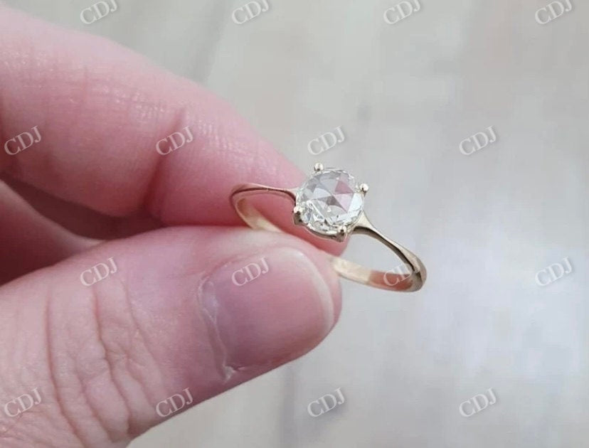 6mm Round Cut Rose Cut White colorless Moissanite Ring  customdiamjewel   