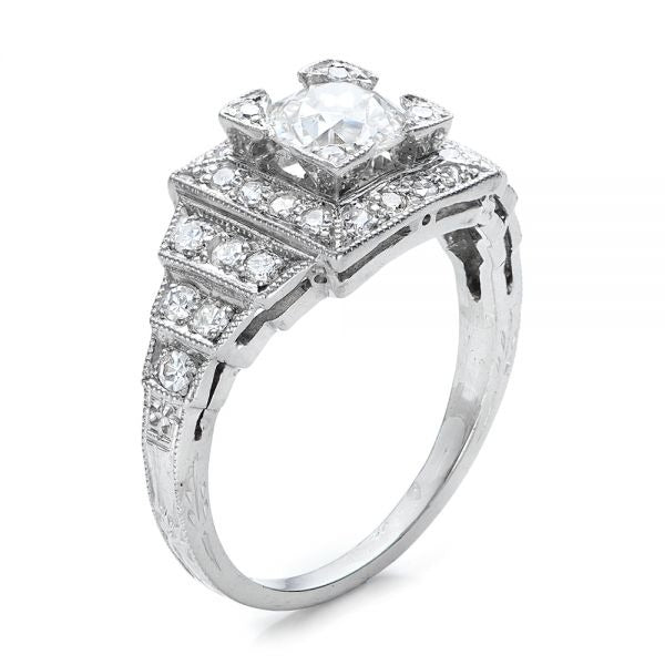 Vintage Moissanite Step Cut Engagement Ring  customdiamjewel   