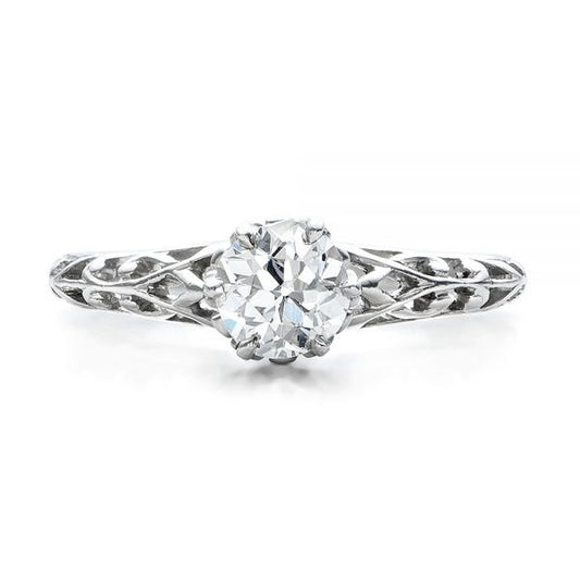 Solitaire Moissanite Edwardian Engagement Ring  customdiamjewel 10KT White Gold VVS-EF