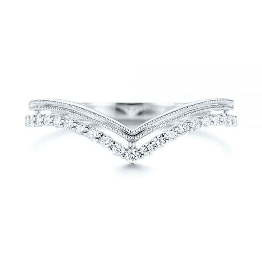 Vintage Style V Shaped Moissanite Wedding Band  customdiamjewel 10KT White Gold VVS-EF