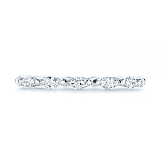 Marquise Moissanite Eternity Wedding Band  customdiamjewel 10KT White Gold VVS-EF