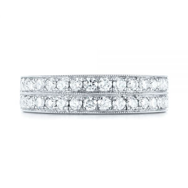 Double Pave Moissanite Wedding Band  customdiamjewel 10KT White Gold VVS-EF