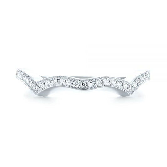 Unique Moissanite Curved Wedding Band  customdiamjewel 10KT White Gold VVS-EF