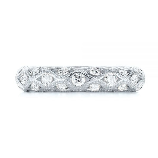 Unique Moissanite Wedding Anniversary Band  customdiamjewel 10KT White Gold VVS-EF