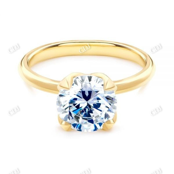 Round Cut Moissanite Tulip Setting Engagement Ring  customdiamjewel 10KT Yellow Gold VVS-EF