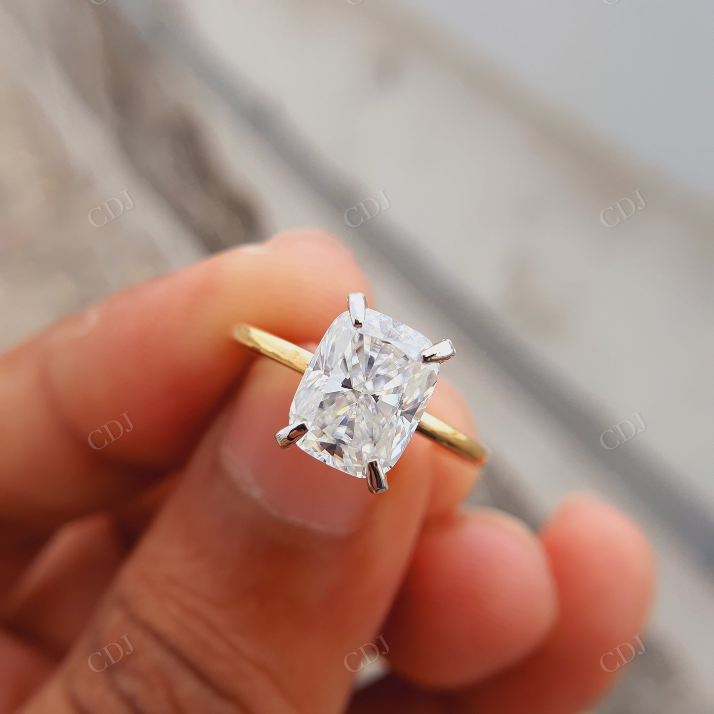 Elongated Cushion Cut Moissanite Engagement Ring  customdiamjewel   