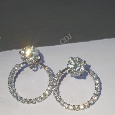 6mm Brilliant Round Cut Moissanite Stud Hoop Earrings  customdiamjewel   