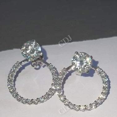 6mm Brilliant Round Cut Moissanite Stud Hoop Earrings  customdiamjewel   