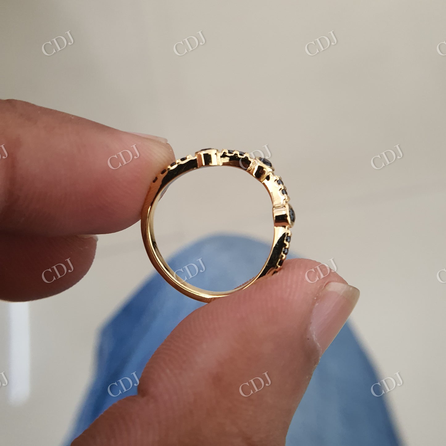 Small Round Cut Black Stone Wedding Band 10k Yellow Gold  customdiamjewel   