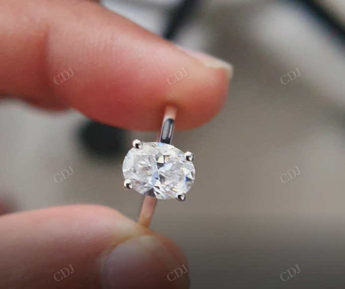 1.5 CT Oval Cut Moissanite Hidden Halo Engagement Ring  customdiamjewel   