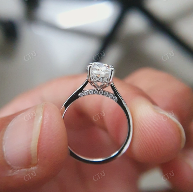 1.5 CT Oval Cut Moissanite Hidden Halo Engagement Ring  customdiamjewel   