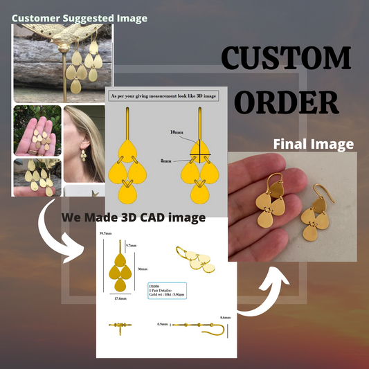 Pear Shaped Long Gold Earring  customdiamjewel   