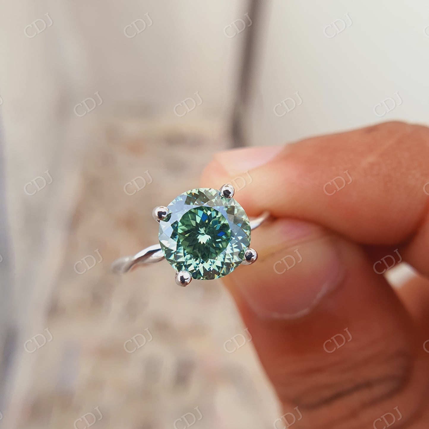 1 CT Round Portuguese Cut Blueies Moissanite Engagement Ring  customdiamjewel   