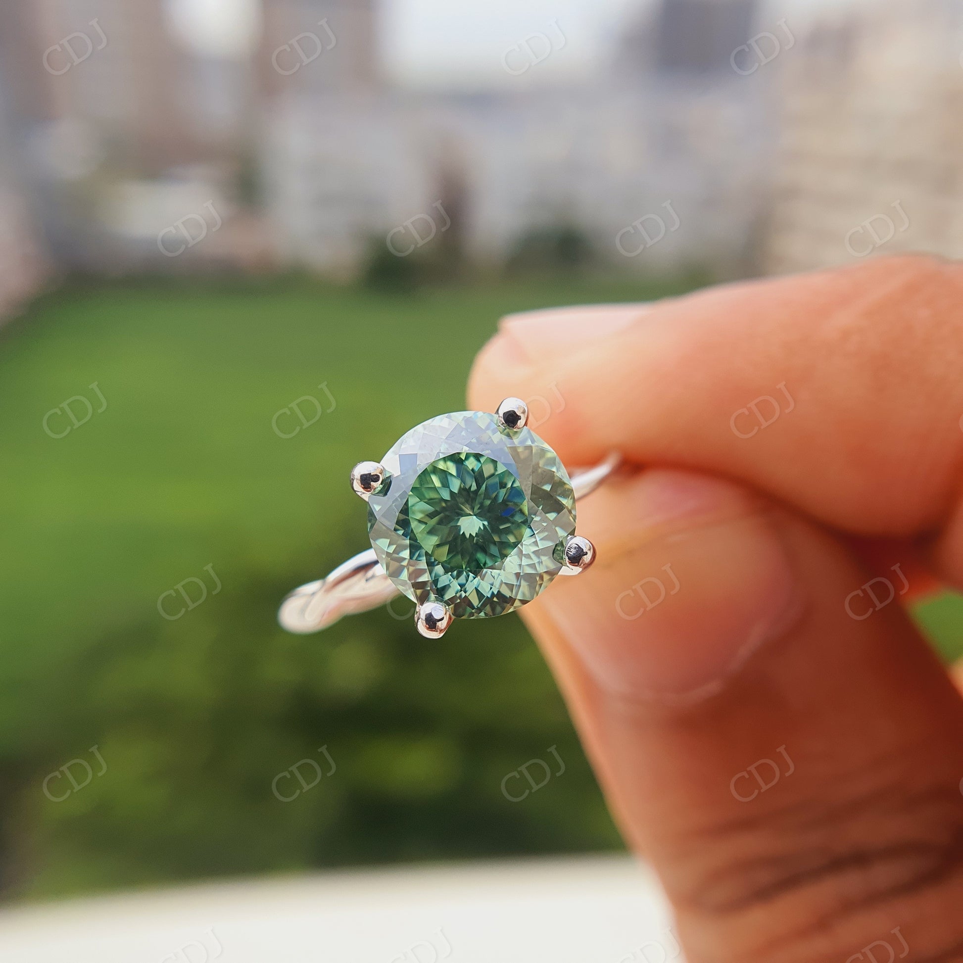 1 CT Round Portuguese Cut Blueies Moissanite Engagement Ring  customdiamjewel   