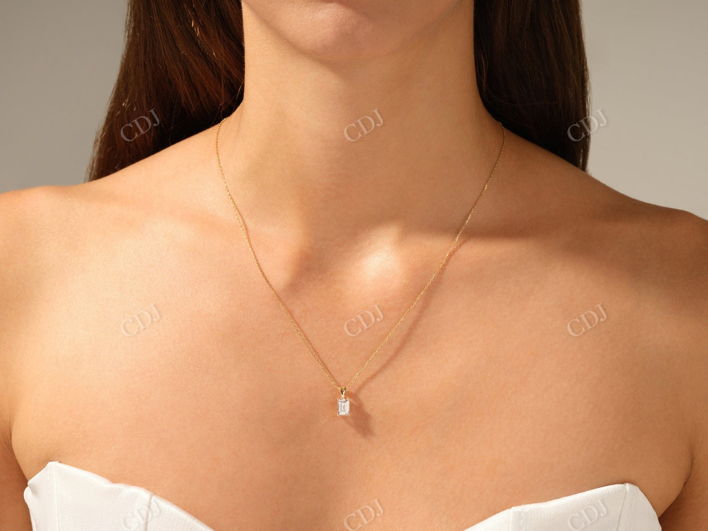 1.0CTW Emerald Cut Moissanite Solitaire Necklace  customdiamjewel   