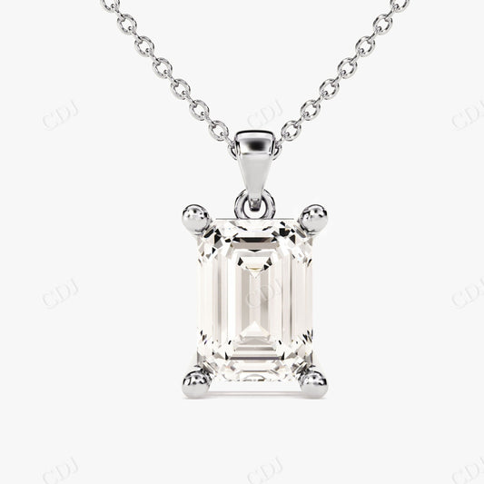 1.0CTW Emerald Cut Moissanite Solitaire Necklace  customdiamjewel 10KT White Gold VVS-EF