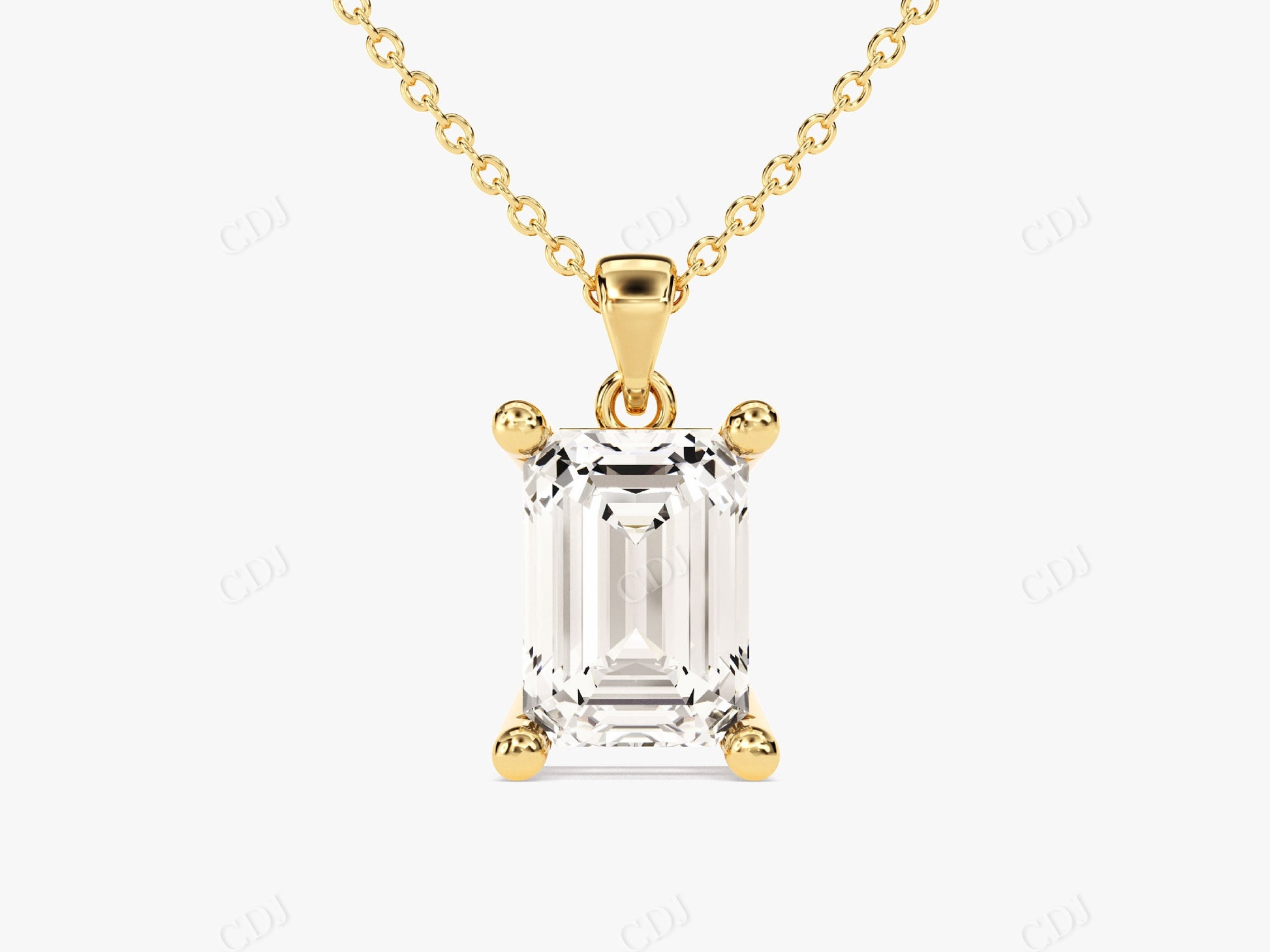 1.0CTW Emerald Cut Moissanite Solitaire Necklace  customdiamjewel 10KT Yellow Gold VVS-EF