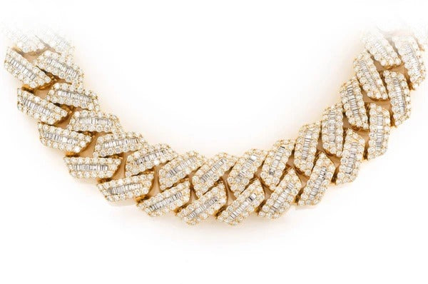 Baguette Diamonds Cuban Link Chain Necklace  customdiamjewel   