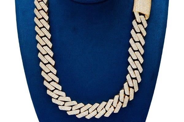 3 Row Diamond Cuban Chain Hip Hop Necklace  customdiamjewel   