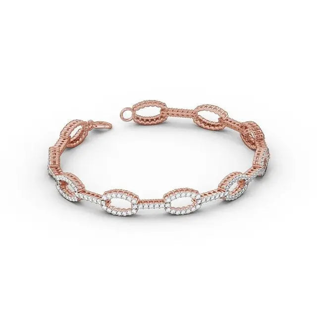 2.95CTW Designer Round Lab Grown Diamond Bracelet  customdiamjewel 10KT Rose Gold VVS-EF